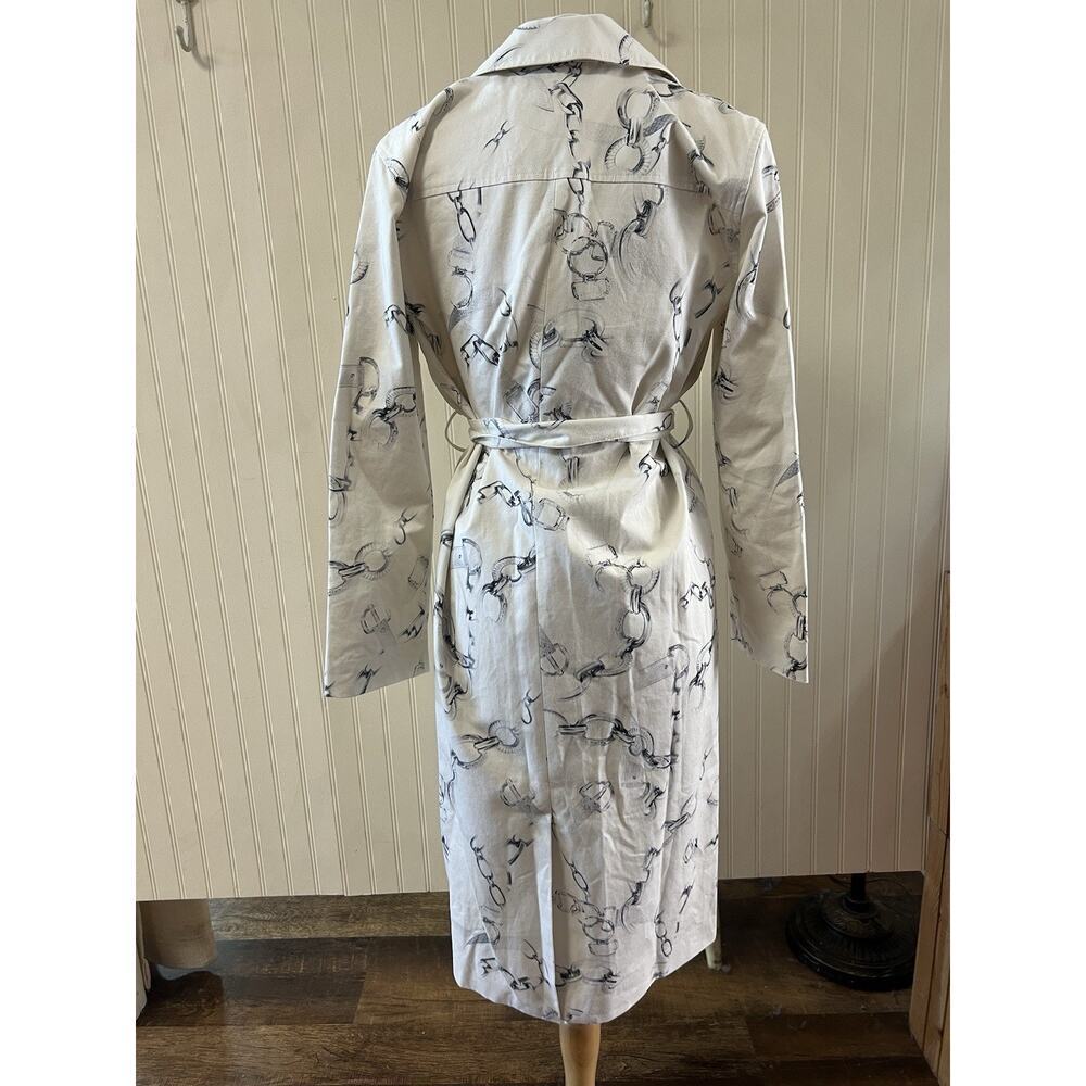 L’agence Venus Trench Coat RARE Fall Sample Size 4 Small Ivory/Grey Faded Chain - Picture 5 of 10